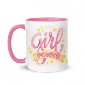 Κούπα με Όνομα Girl Power με Ροζ Εσωτερικό και Χερούλι 350ml - ΚΩΔ:D24K-7-BB