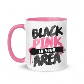 Κούπα BlackPink Area με Ροζ Εσωτερικό και Χερούλι 350ml - ΚΩΔ:D24K-10-BB