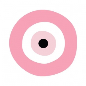 Ξύλινο Διακοσμητικό Ροζ Μάτι 8cm - ΚΩΔ:D19W08-56-BB