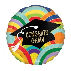 Μπαλόνι Foil 18 (46cm) Αποφοίτησης Ουράνιο Τόξο Congrats - ΚΩΔ:542776-BB
