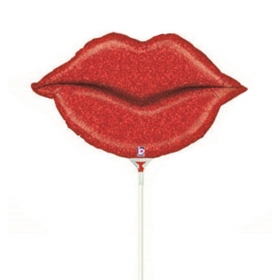 Μπαλόνι Foil 36cm Κόκκινα Χείλια με Glitter - ΚΩΔ:19752GH-BB