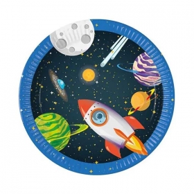Χάρτινα Πιάτα Πάρτυ Διαστημόπλοιο και Πλανήτες 23cm - ΚΩΔ:93733-BB