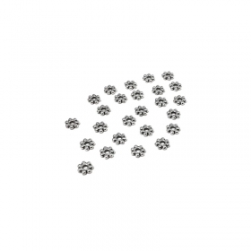 Μεταλλική Ζάμακ Χυτή Χάντρα Λουλούδι 5.6x1.4mm (Ø1.5mm) - 999° Επάργυρο Αντικέ - ΚΩΔ:78412310.027-NG