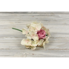 Μπουκέτο λουλουδιών με ορτανσία και τριαντάφυλλο 25cm - ΚΩΔ:3011612-20-RD