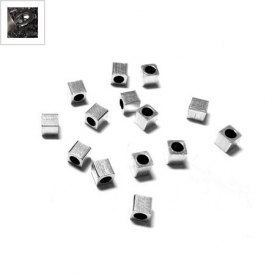 Μεταλλική Μπρούτζινη Χάντρα Κύβος 3x3mm (Ø1.5mm) - Μεταλλικό Μαύρο - ΚΩΔ:78010063.021-NG