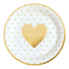 Χάρτινο Πιάτο Πάρτυ Χρυσές Καρδιές 22.8cm - ΚΩΔ:9903114-BB