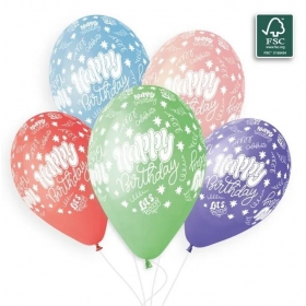 Μπαλόνια Latex 33cm Happy Birthday Παστέλ - ΚΩΔ:13612750-BB