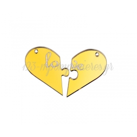 Πλέξι Γκλας Χρυσή Καρδιά Παζλ "Love" 7X5,5cm - ΚΩΔ:M10699-AD