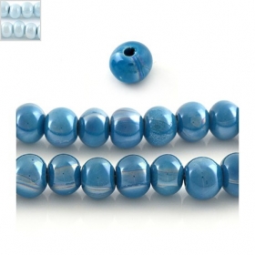 Κεραμική Χάντρα Στρογγυλή με Σμάλτο 12mm (Ø4mm) - Γαλάζιο Παλ - ΚΩΔ:0220074.0033-NG