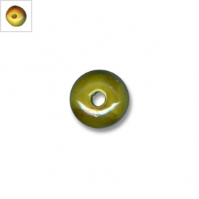 Κεραμική Χάντρα Στρογγυλή Ροδέλα με Σμάλτο 16mm (Ø4mm) - Πορτοκαλί Κίτρινο Πράσινο - ΚΩΔ:0230027.0049-NG