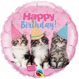 Μπαλόνι Foil 45cm Happy Birthday Γατάκια - ΚΩΔ:57623-BB