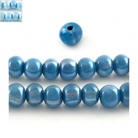 Κεραμική Χάντρα Στρογγυλή Ροδέλα με Σμάλτο 12mm (Ø4mm) - Γαλάζιο Περλέ - ΚΩΔ:0220074.0058-NG