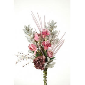 Μπράνς με παιώνια, σενέκιο και ροζ λουλούδια - ΚΩΔ:3045014-RD