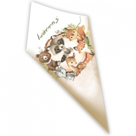 Χάρτινο Χωνάκι για Ζαχαρωτά Ζώα του Δάσους με Όνομα 20cm - ΚΩΔ:D1401-116-BB
