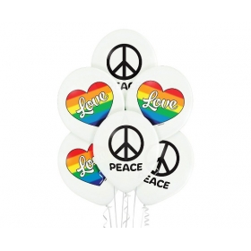 Σετ Μπαλόνια Latex 28cm Peace and Love - ΚΩΔ:5000243-BB