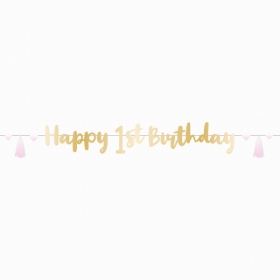 Γιρλάντα Happy 1st Birthday Ροζ Ombre 180cm - ΚΩΔ:9910312-BB