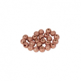 Ξύλινες πέρλες με ροζ χρυσό γκλίτερ 8mm - ΚΩΔ: 778264-NT