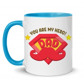 Κούπα Για Μπαμπά – My Hero - Γαλάζιο Εσωτερικό και Χερούλι 350ml - ΚΩΔ:SUB1005468-19-BB