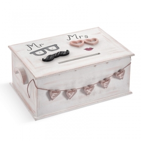 Ξύλινο Κουτί Ευχών Γάμου με Mr & Mrs - ΚΩΔ:ZKE788-PR