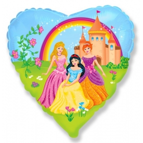 Mπαλόνι Foil 18" - Καρδιά Πριγκίπισσες Με Κάστρο 45cm - ΚΩΔ:201702-1-BB