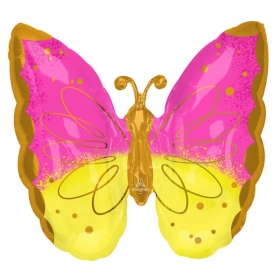 Mπαλόνι Foil 25"- Πεταλούδα Ροζ - Κίτρινο 63cm - ΚΩΔ:542791-BB