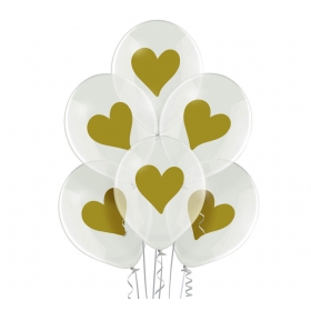 Διάφανο Μπαλόνι Latex Με Χρυσή Καρδιά 30cm - ΚΩΔ:5000421-1-BB