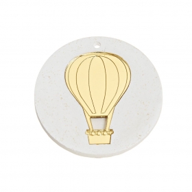 Plexiglass Αερόστατο σε Λευκό Κεραμικό Δίσκο 7.5cm - ΚΩΔ:M11055-AD