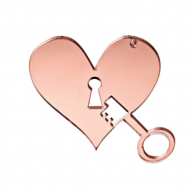 Plexiglass Ροζ Χρυσή Καρδιά με Κλειδί 7X8cm - ΚΩΔ:M11310-AD