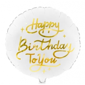Μπαλόνι Foil - Happy Birthday To You Άσπρο - Χρυσό 45cm - ΚΩΔ:FB58-BB