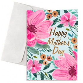 Κάρτα Γιορτή Μητέρας Ροζ Λουλούδια Με Φάκελο - ΚΩΔ:VC1702-190-BB
