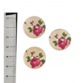 Ξύλινo Κουμπί με Τριαντάφυλλο 2.5cm - ΚΩΔ:M1423-AD