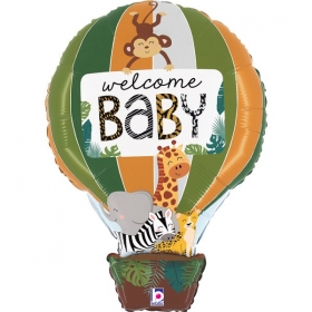 Μπαλόνι Foil - Αερόστατο Welcome Baby Ζώα Της Ζούγκλας 76cm - ΚΩΔ:25224-BB