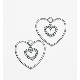 Μεταλλική Ασημί Διπλή Καρδιά με Στρας 3cm - ΚΩΔ:M4132-AD