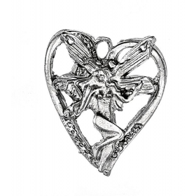Μεταλλική Ασημί Νεράιδα σε Καρδιά 3.5Χ3cm - ΚΩΔ:M6889-K112-AD