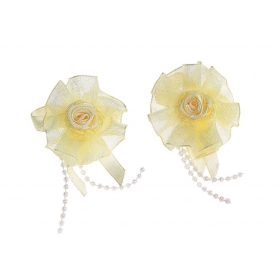 Υφασμάτινο Εκρού Λουλούδι με Πέρλες 4cm - ΚΩΔ:M5510-AD