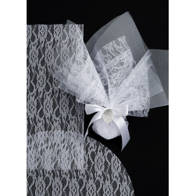 Στρόγγυλο Μαντήλι Λευκή Δαντέλα με Σχέδιο Λουλούδι 40X40cm - ΚΩΔ:M8373S-AD