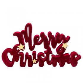 Διακοσμητικό Βελούδινο Merry Christmas 32,5X18X2cm - ΚΩΔ:779851-NT