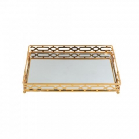 Δίσκος μεταλλικός χρυσός με καθρέφτη - ΚΩΔ:SUB203-G