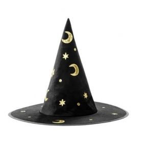 Μαύρο Καπέλο Μάγισσας Με Αστέρια - ΚΩΔ:CWH2-010-BB
