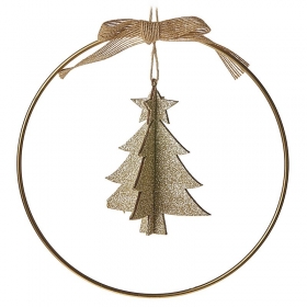 Ξύλινο Σε Κύκλο Χριστουγεννιάτικο Δέντρο 20cm - ΚΩΔ:ZL63735B-NU