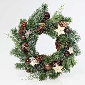 Χριστουγεννιάτικο στεφάνι με κουκουνάρια και Αστέρια 36cm - ΚΩΔ:6041133-NT