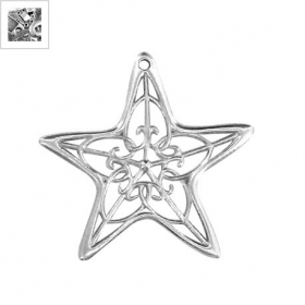 Μεταλλικό Ζάμακ Μοτίφ Αστέρι Λουλούδι Γούρι 65mm (Ø2.7mm) - 999° Επάργυρο Αντικέ - ΚΩΔ:78413244.027-NG
