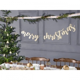 Γιρλάντα ξύλινη - Merry Christmas 87x17cm - ΚΩΔ:GRL89-100-BB