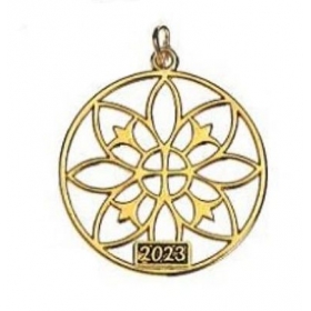 Μεταλλικό Κρεμαστό Γούρι 2023 Χρυσό Λουλούδι 3cm - ΚΩΔ:M2023-9887-AD