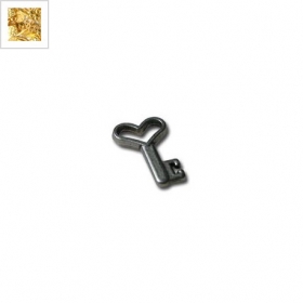 Μεταλλικό Ζάμακ Χυτό Μοτίφ Κλειδί Καρδιά Γούρι 9.5x13.7mm - 24K Επίχρυσο - ΚΩΔ:78410748.022-NG