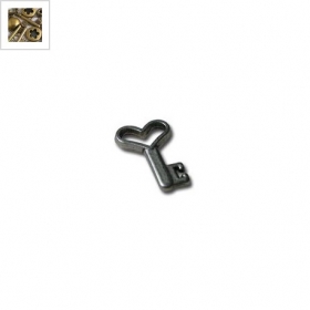 Μεταλλικό Ζάμακ Χυτό Μοτίφ Κλειδί Καρδιά Γούρι 9.5x13.7mm - Μπρονζέ Αντικέ - ΚΩΔ:78410748.028-NG