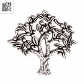 Μεταλλικό Ζάμακ Χυτό Μοτίφ Δέντρο Ευχών Γούρι 52x46mm - 999° Επάργυρο Αντικέ - ΚΩΔ:78411063.027-NG