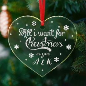 Χριστουγεννιάτικο στολίδι Plexi - All I want for Christmas με όνομα 8cm - ΚΩΔ:D1801-119-BB