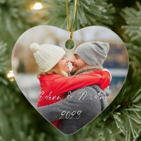 Χριστουγεννιάτικο στολίδι καρδιά με φωτογραφία 10cm - ΚΩΔ:Xst1412-5-BB