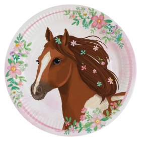 Χάρτινα πιάτα άλογο φλοράλ 23cm - ΚΩΔ:9909874-BB